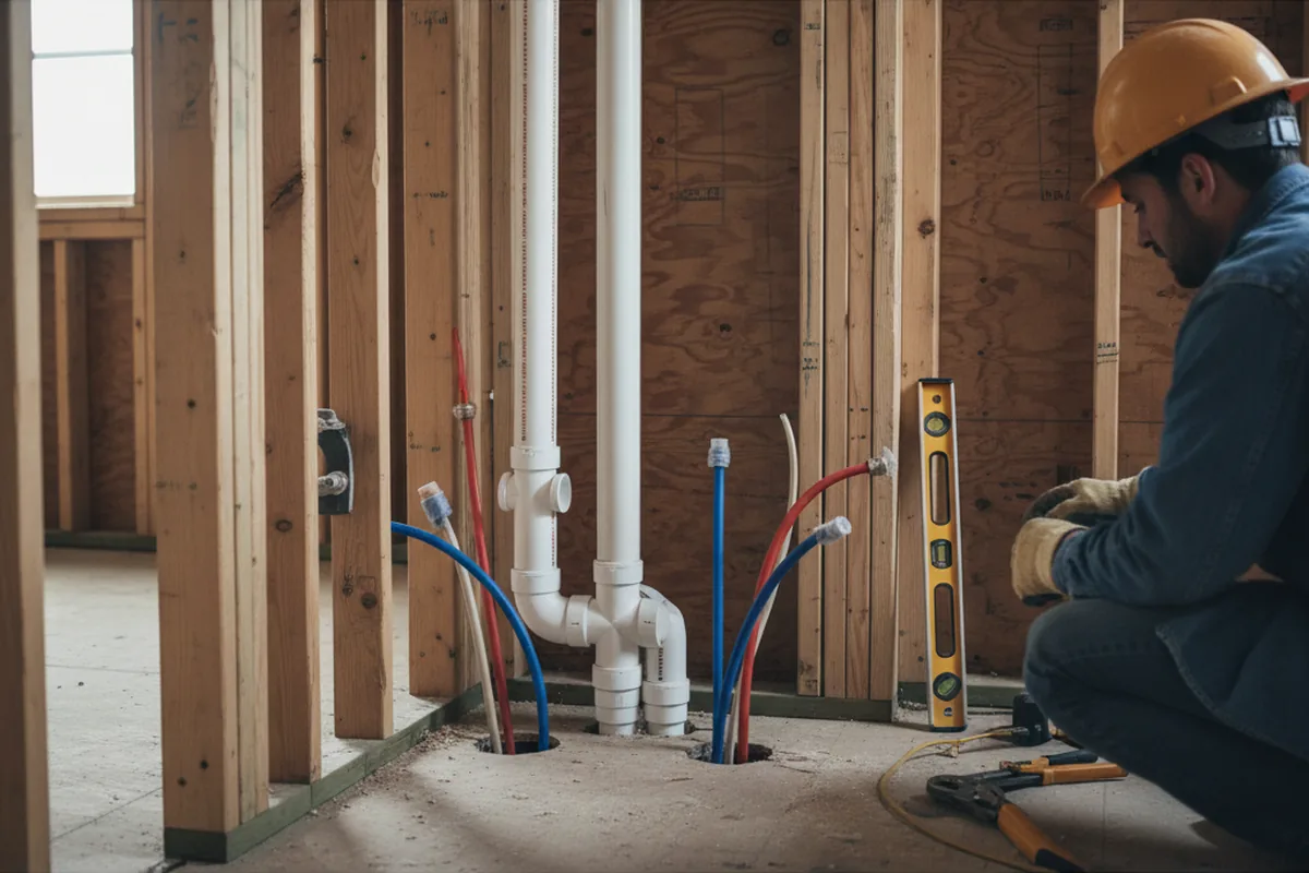 Drain and supply rough-in during Drain Cleaning in Greencastle