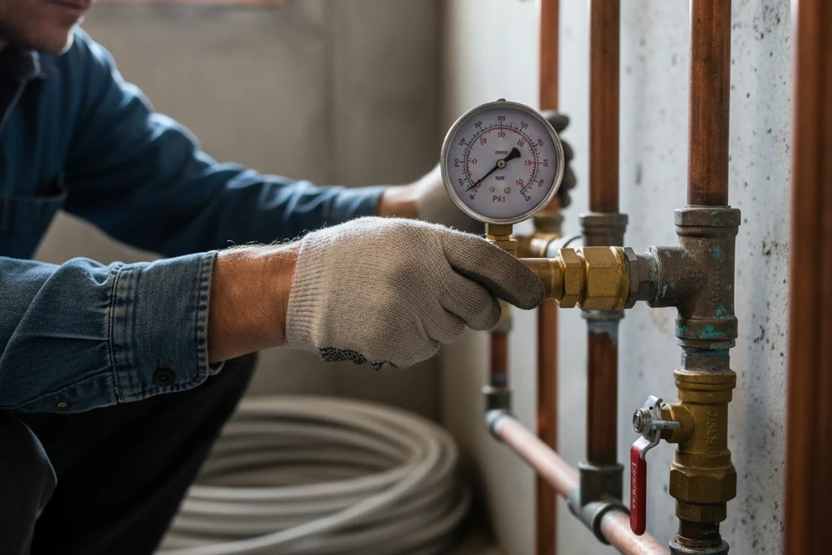 Pressure testing a repaired line during Water Line Repair in Greencastle